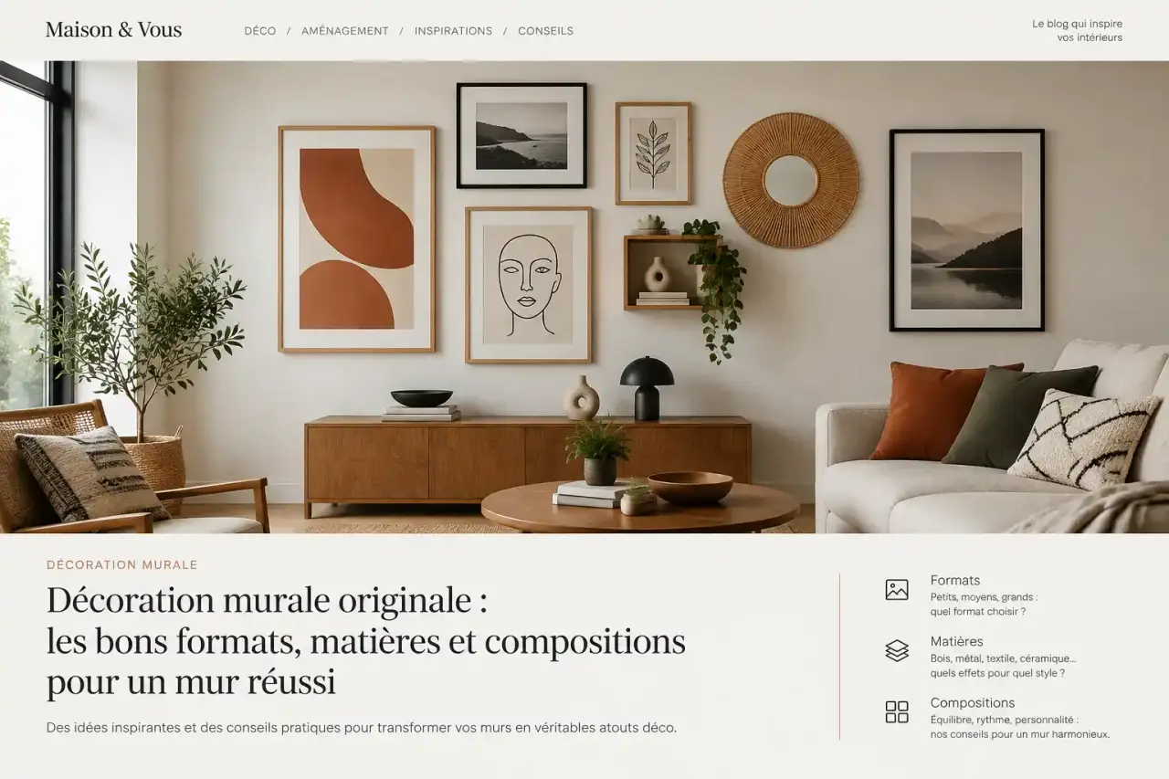 Décoration murale originale : les bons formats, matières et compositions pour un mur réussi