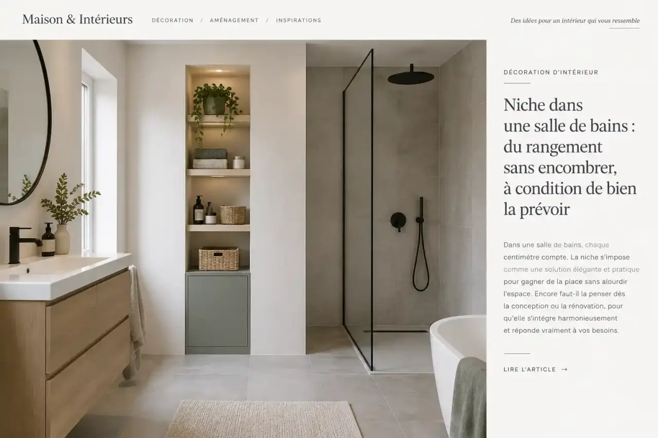 Niche dans une salle de bains : du rangement sans encombrer, à condition de bien la prévoir