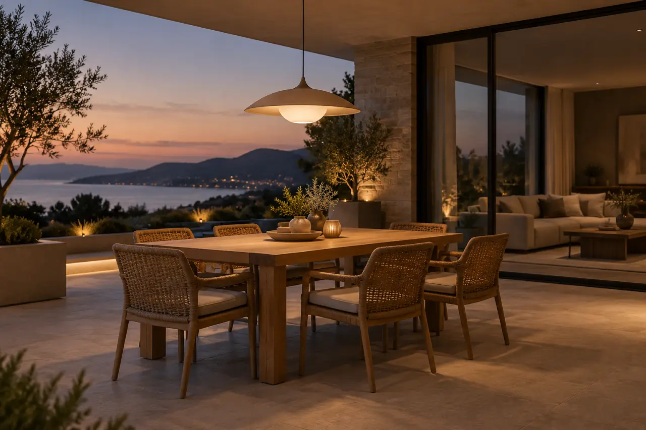 Éclairer la table sans éblouir le salon : choisir un luminaire pour terrasse extérieure