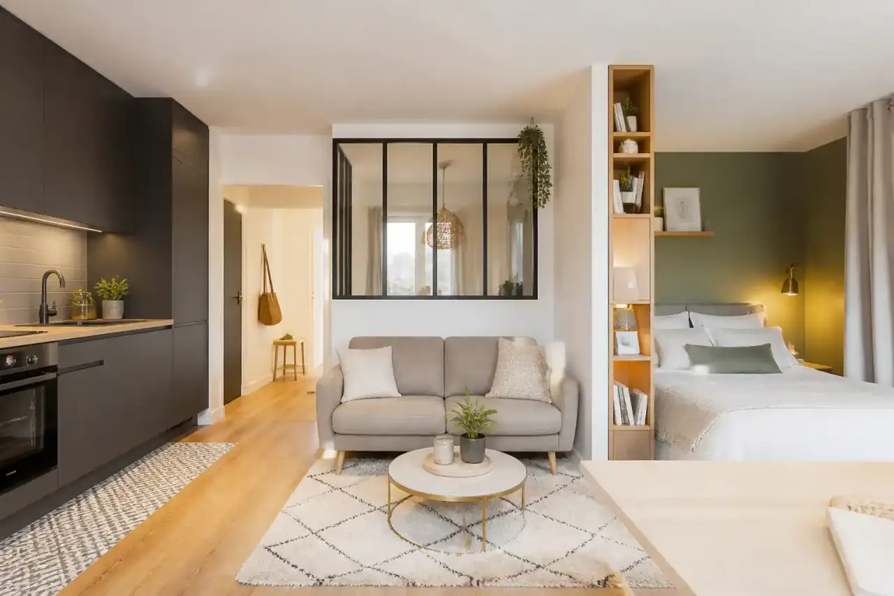 Studio de 25m2 rénové dans un style wabi-sabi minimaliste et chaleureux