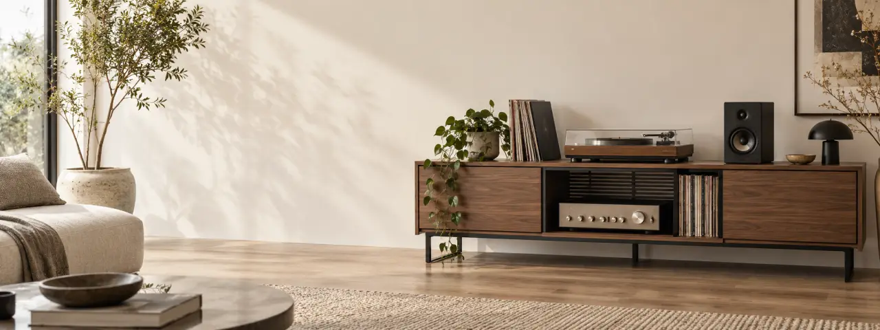 Un meuble pour HiFi design protège votre ampli et organise toute l’installation
