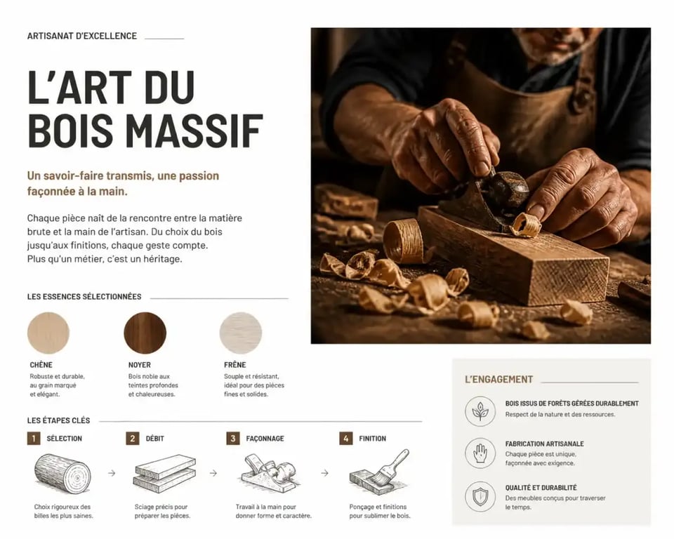 Savoir-faire artisanal du bois massif dans le mobilier design italien luxe