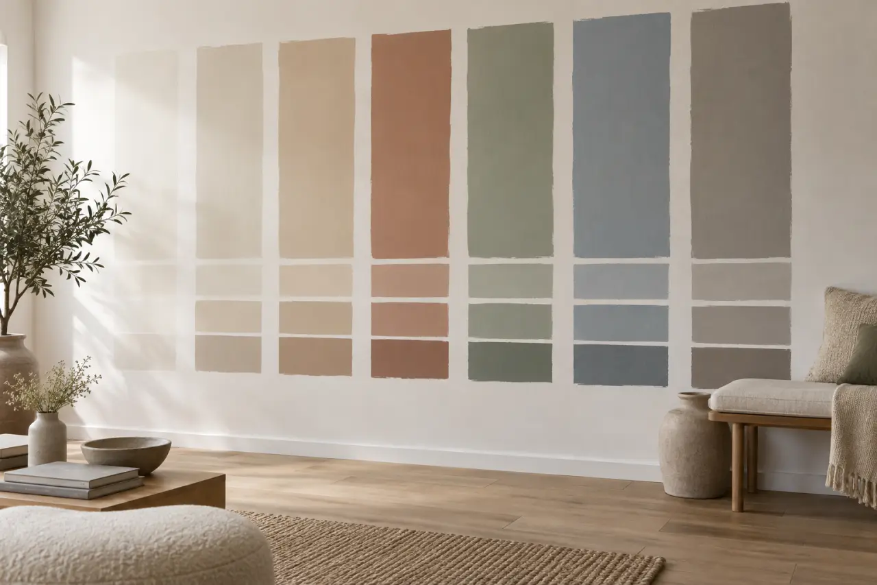 Nuancier peinture murale : des familles de couleurs au test réel sur le mur