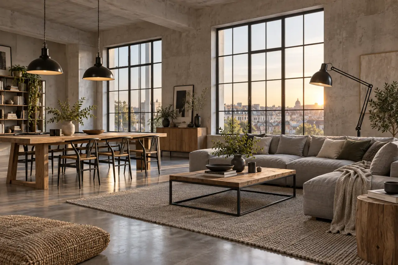 Les lampes industrielles structurent l’éclairage, du loft à l’intérieur contemporain