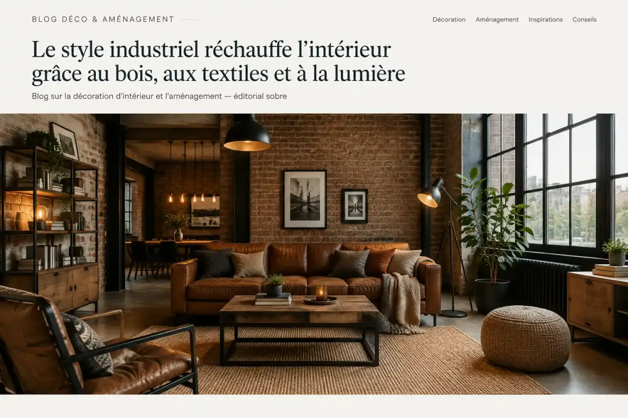 Le style industriel réchauffe l’intérieur grâce au bois, aux textiles et à la lumière